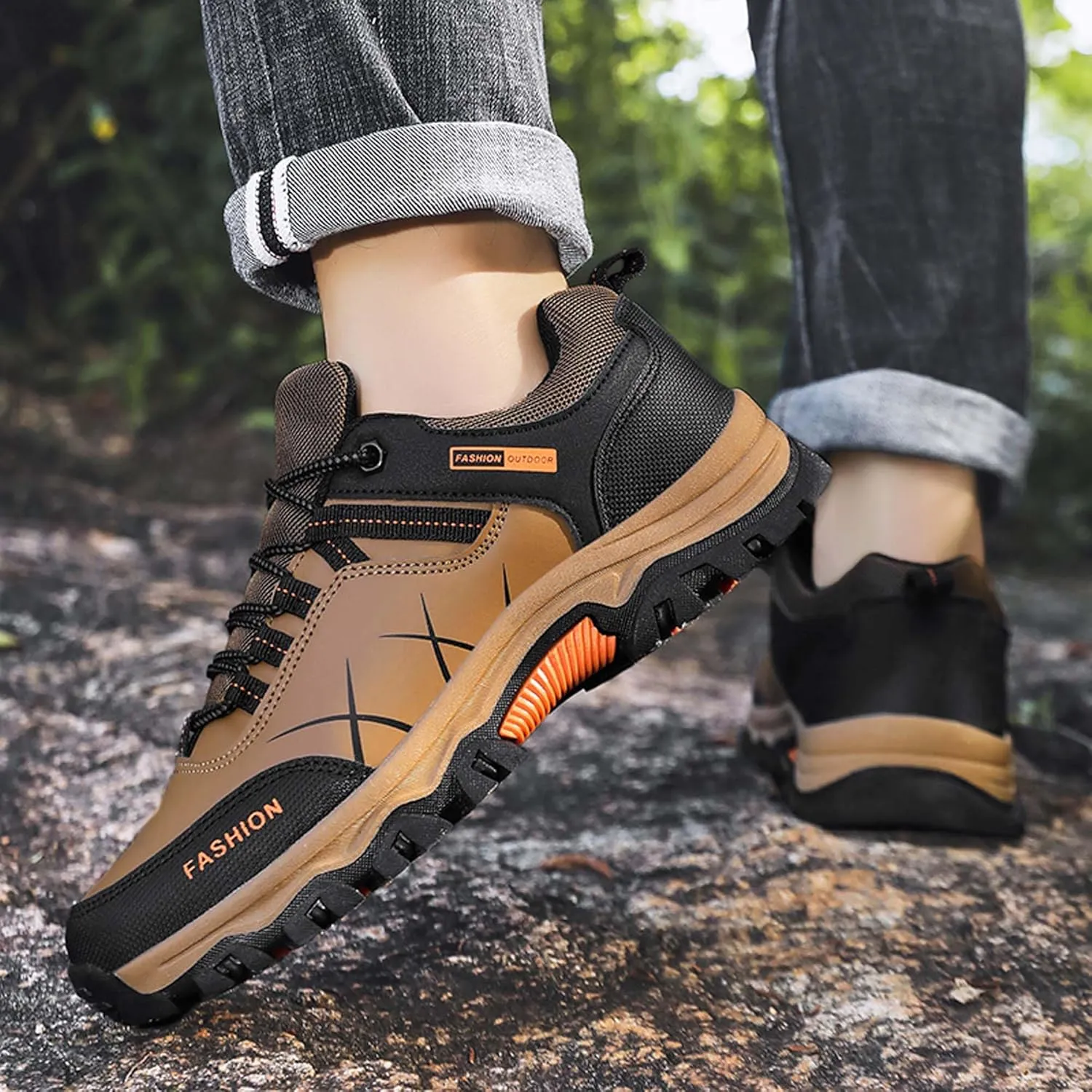 Mens Womens Anti Slip Wear Resistant Lace Up Hiking Boots Comfortable Breathable backpacking boots Rubber Soles Scenic Spots Tourist Boots Couple Park Walking Boots Rock Climbing Boots