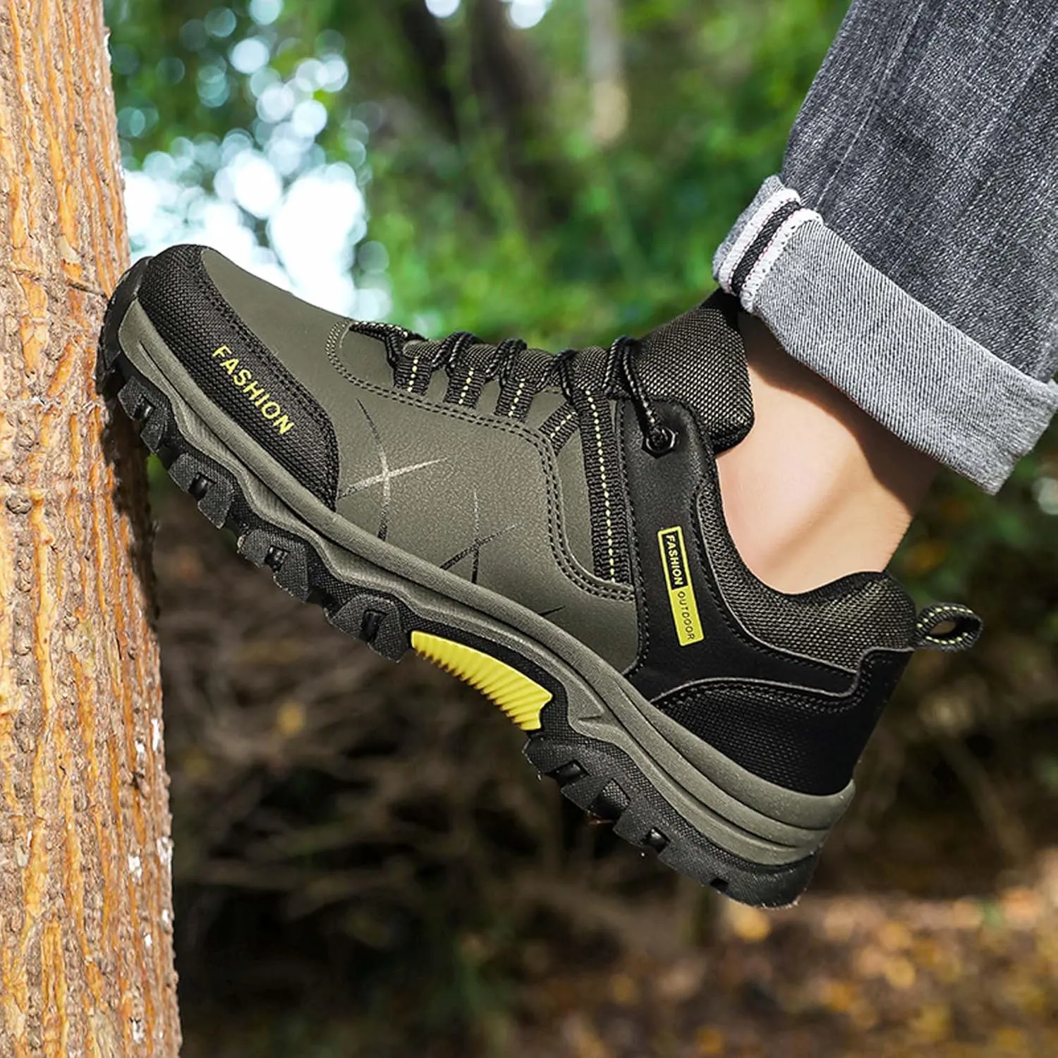 Mens Womens Anti Slip Wear Resistant Lace Up Hiking Boots Comfortable Breathable backpacking boots Rubber Soles Scenic Spots Tourist Boots Couple Park Walking Boots Rock Climbing Boots