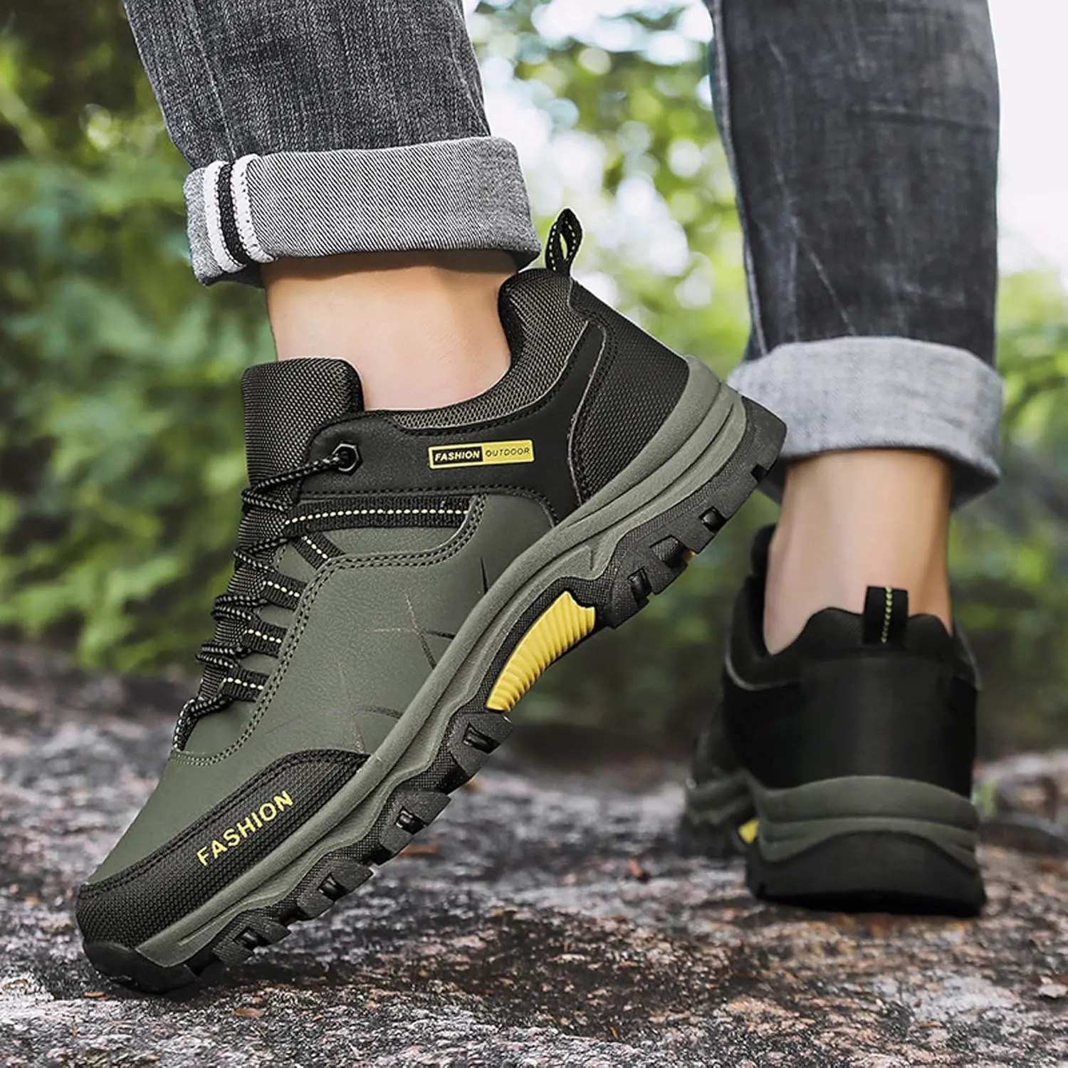 Mens Womens Anti Slip Wear Resistant Lace Up Hiking Boots Comfortable Breathable backpacking boots Rubber Soles Scenic Spots Tourist Boots Couple Park Walking Boots Rock Climbing Boots