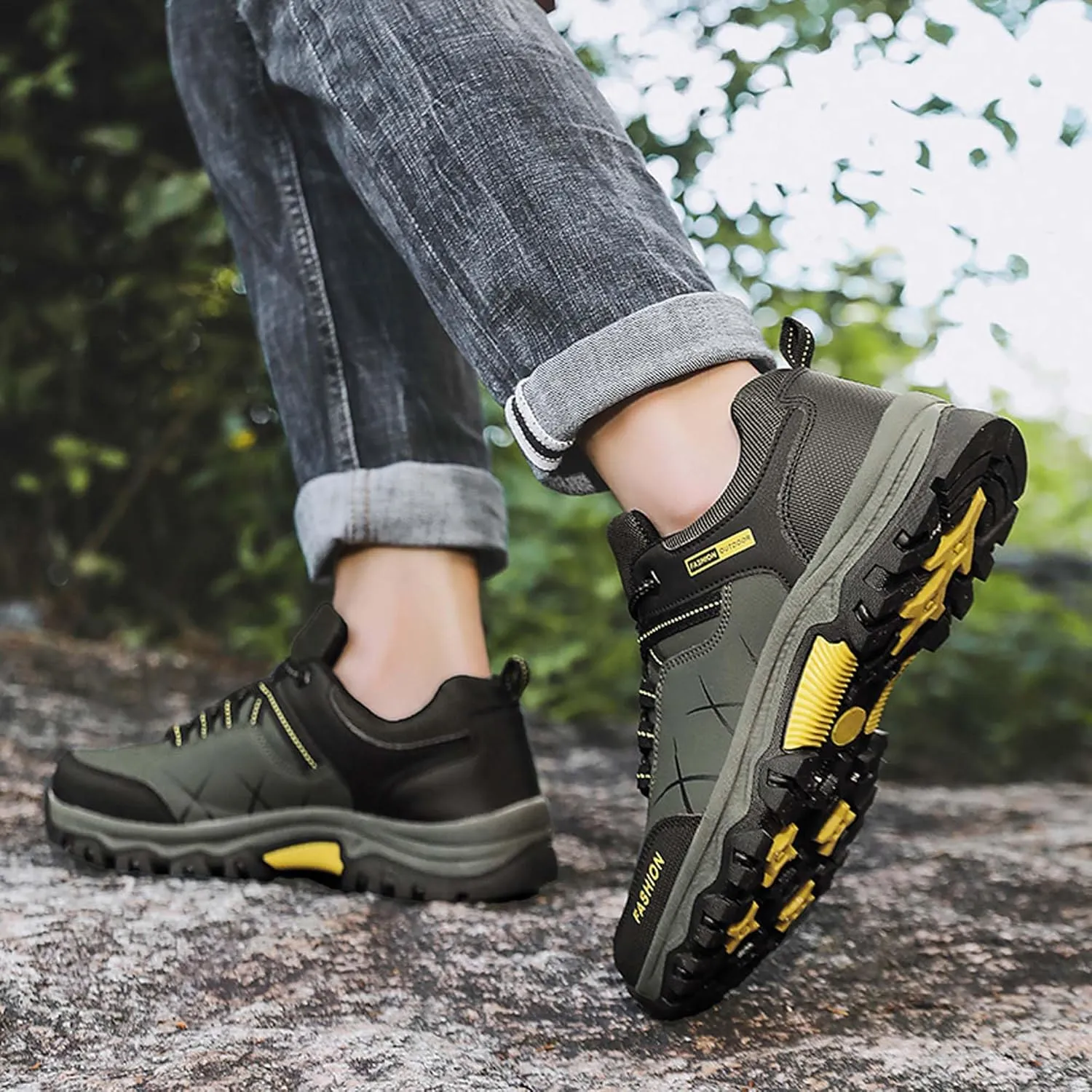 Mens Womens Anti Slip Wear Resistant Lace Up Hiking Boots Comfortable Breathable backpacking boots Rubber Soles Scenic Spots Tourist Boots Couple Park Walking Boots Rock Climbing Boots