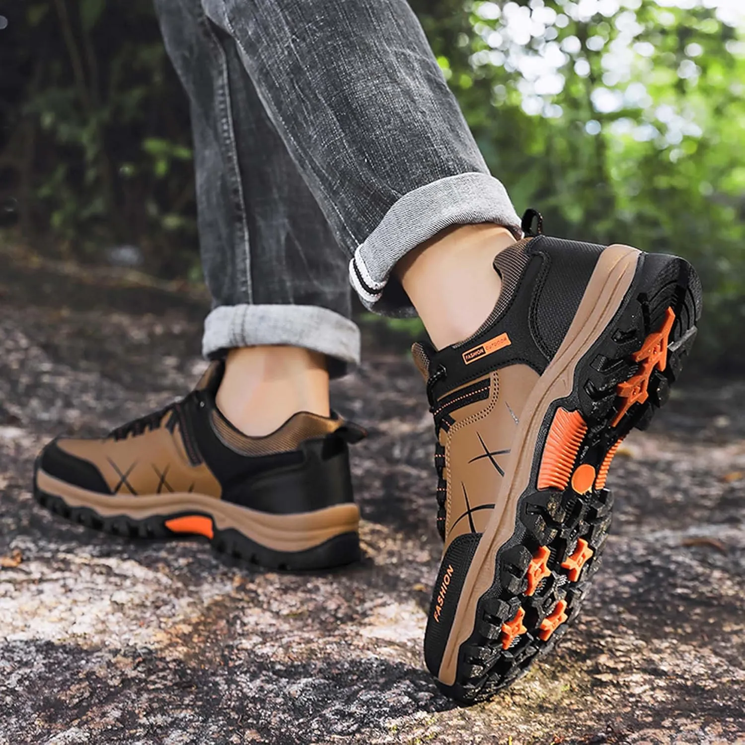 Mens Womens Anti Slip Wear Resistant Lace Up Hiking Boots Comfortable Breathable backpacking boots Rubber Soles Scenic Spots Tourist Boots Couple Park Walking Boots Rock Climbing Boots