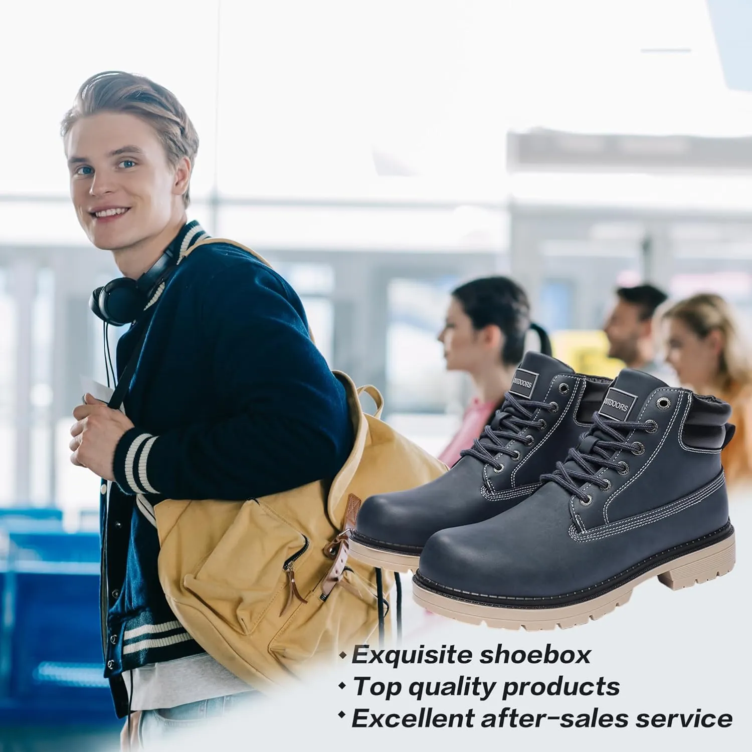 Men's Women's Hiking Boots Casual Chukka Boots Non Slip Outdoor Boot Waterproof Lightweight Ankle Boots Lace Up Walking Booties