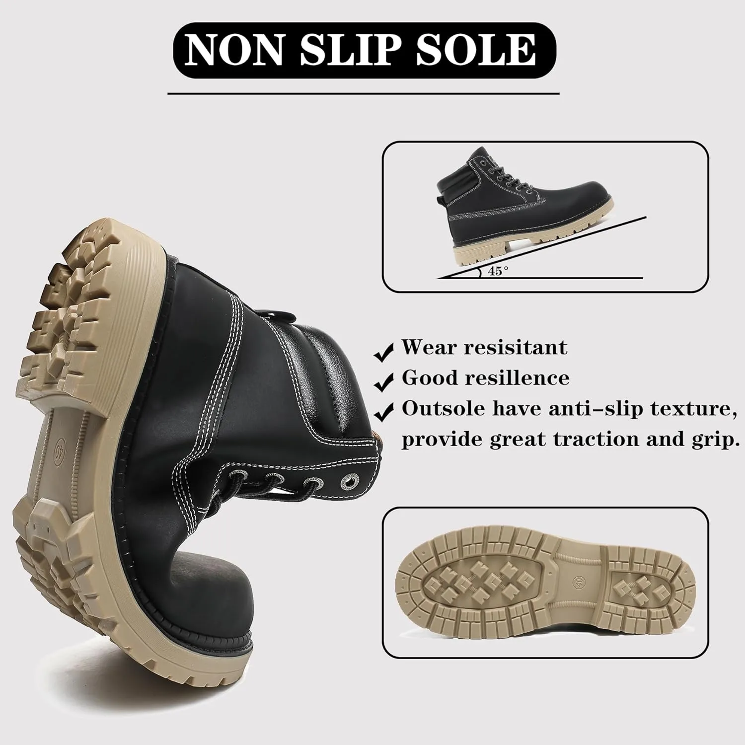 Men's Women's Hiking Boots Casual Chukka Boots Non Slip Outdoor Boot Waterproof Lightweight Ankle Boots Lace Up Walking Booties