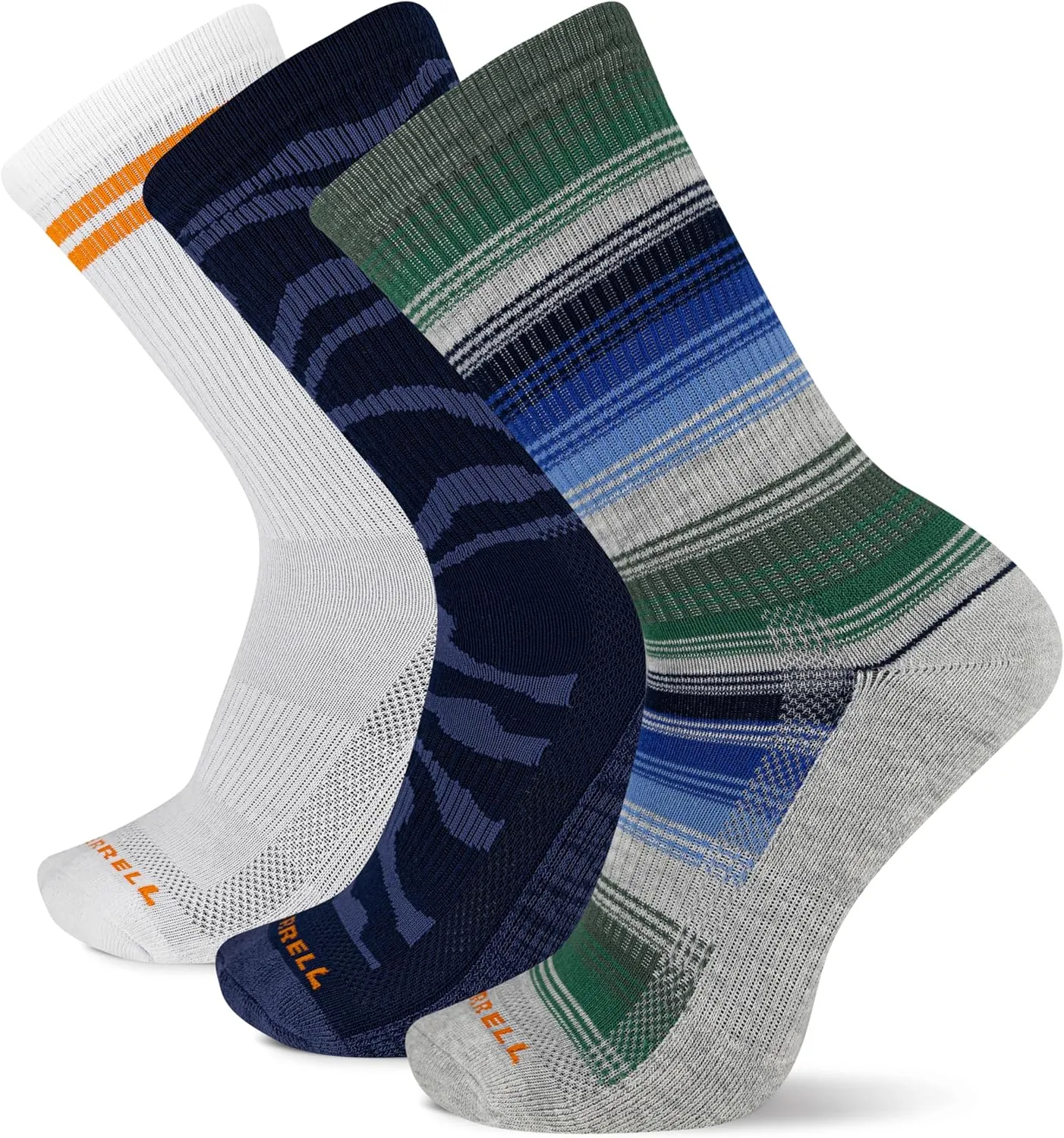 Merrell Unisex-Adult Recycled Everyday Half Cushion Crew Socks - 3 Pairs - Breathable Hiking