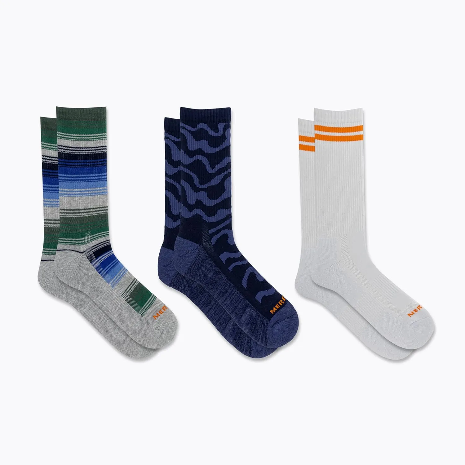Merrell Unisex-Adult Recycled Everyday Half Cushion Crew Socks - 3 Pairs - Breathable Hiking