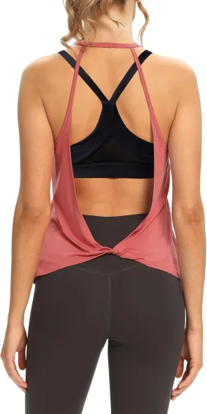 Mippo Womens Open Back Workout Tops Sleeveless Halter Gym Athletic Tank Tops Loose Fit
