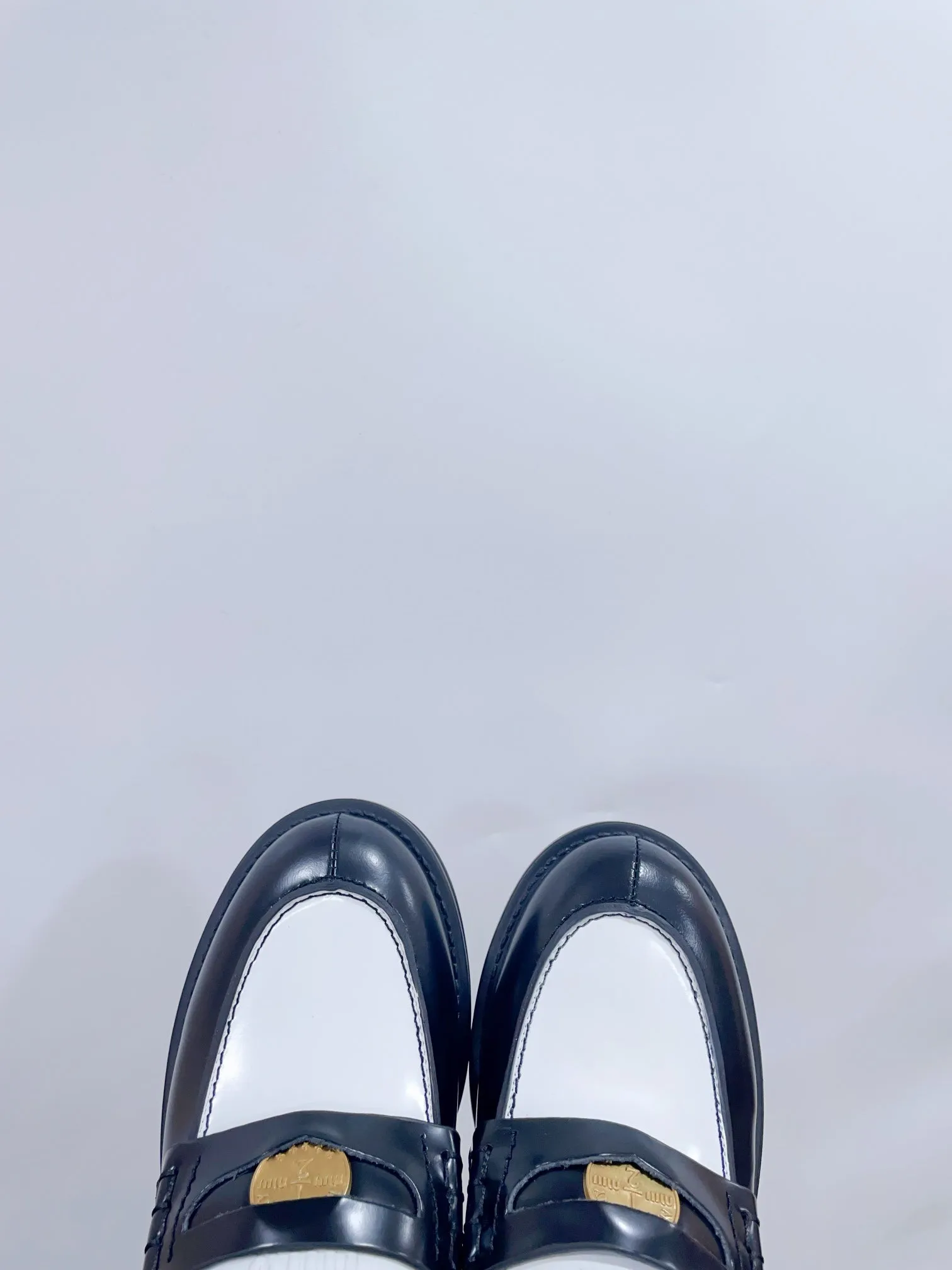 Miu Loafers Black And White cowhide