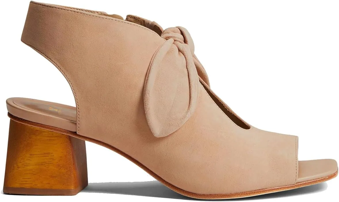MOOMMO Women Heeled Sandals with Bow Open Toe Low Chunky Block Heel Sandal Booties Cutout 2" Heels Backless Slingback Dress Shoes Peep Toe Back Zipper Suede Sandal Dressy Summer Beach Casual 4-13 M US