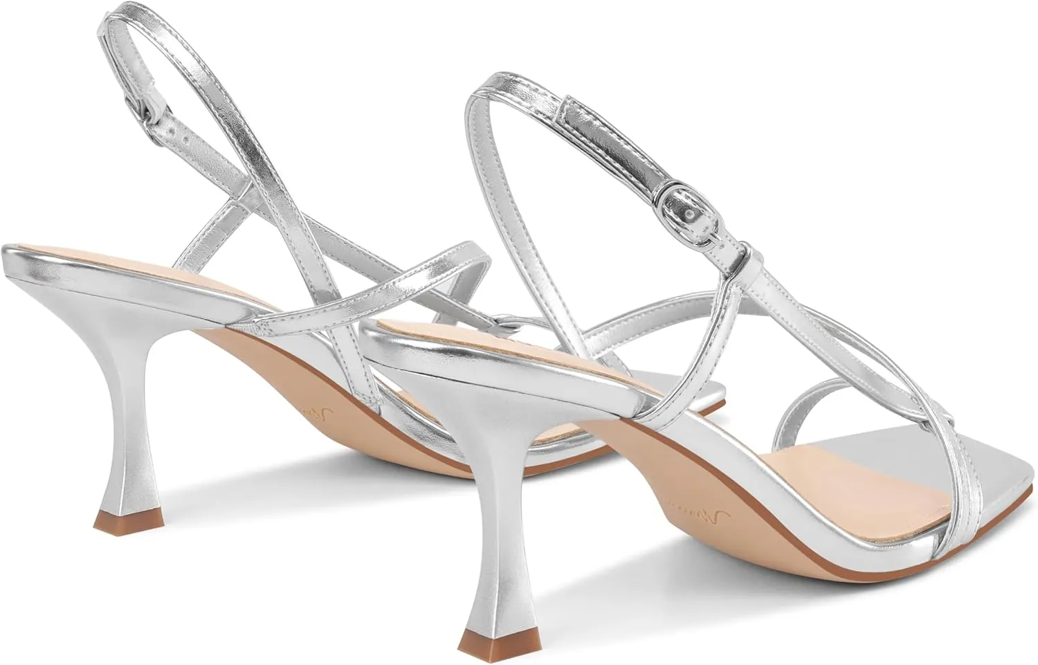 MUCCCUTE Strappy Kitten Heels for Women Square Open Toe Heeled Sandals Ankle Strap Party Prom Wedding Dressy