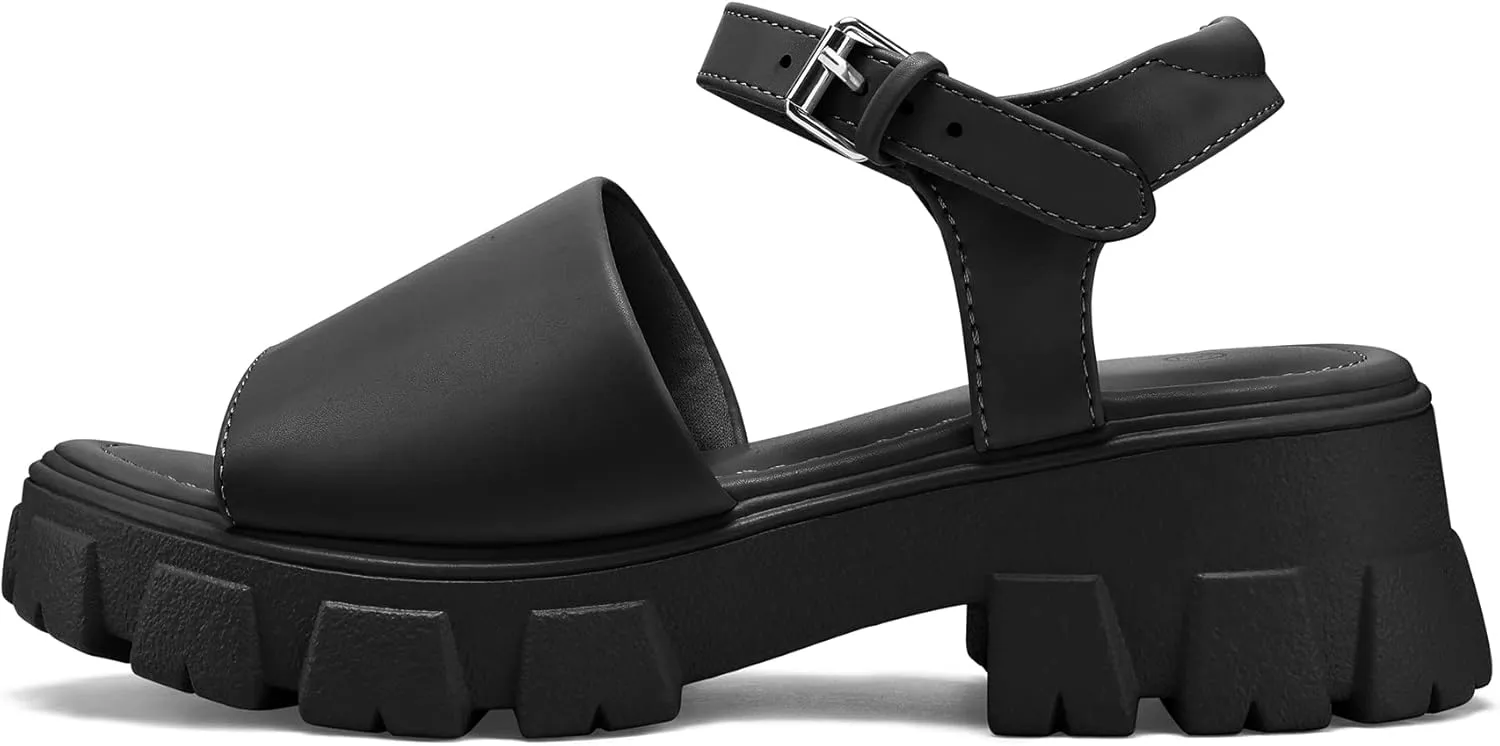 mysoft Women's Platform Chunky Sandals Lug Sole Open Toe with Buckle Ankle Strap