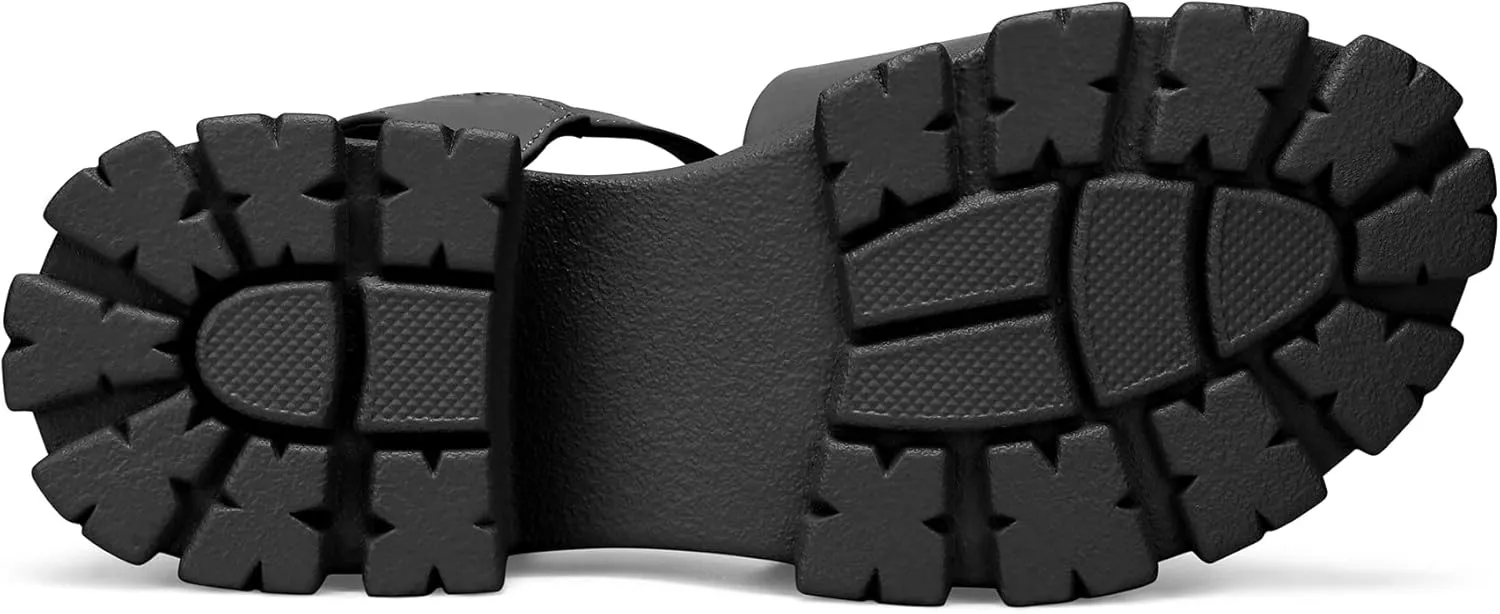mysoft Women's Platform Chunky Sandals Lug Sole Open Toe with Buckle Ankle Strap