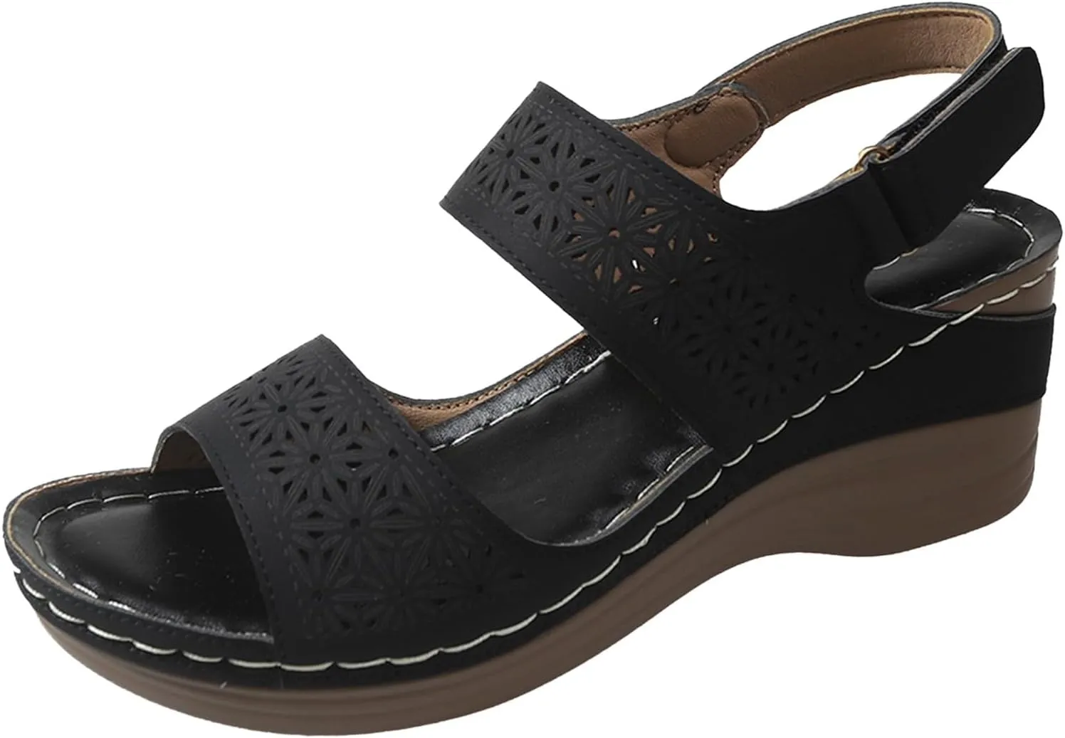New Fish Mouth Slotted Buckle Wedge Platform Casual Women's Sandals Texture Surface Summer Wedges Sandals for Women