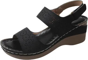 New Fish Mouth Slotted Buckle Wedge Platform Casual Women's Sandals Texture Surface Summer Wedges Sandals for Women