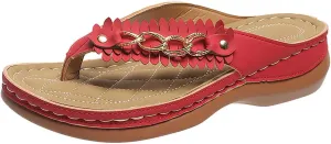 oiangi Comfortable Wedge Sandals for Women Casual Summer Metal Chain Thong Straps Clip Toe Flip Flops Lightweight Slip-on Slippers Beach Shoes Trendy Slides