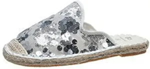 oiangi Sparkly Glitter Sandals for Women Casual Summer Closed Toe Slip-on Espadrille Flat Slipper Elegant Comfortable Home Outdoor Shoes Flip Flops