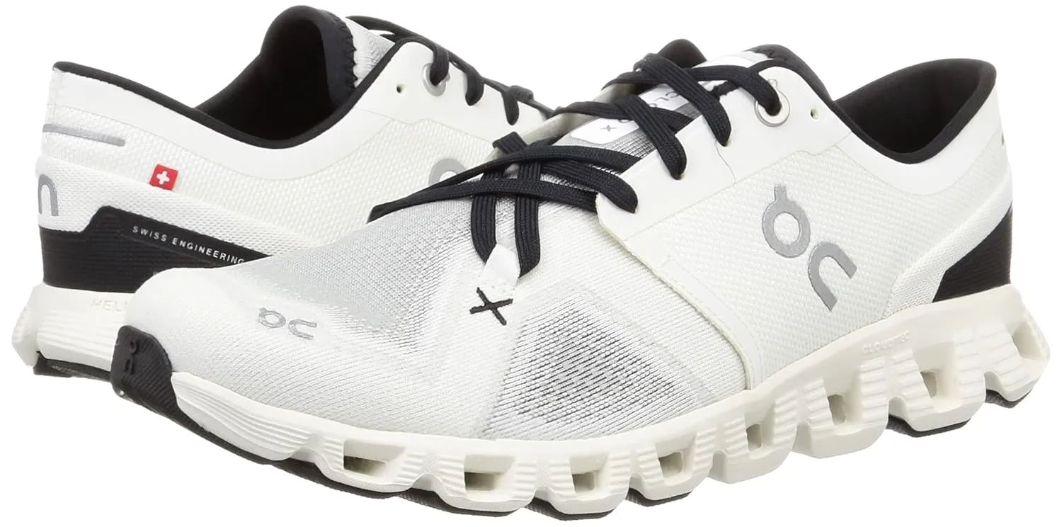 On Men's Cloud X 3 Sneakers, Ivory/Black, 9 Medium US