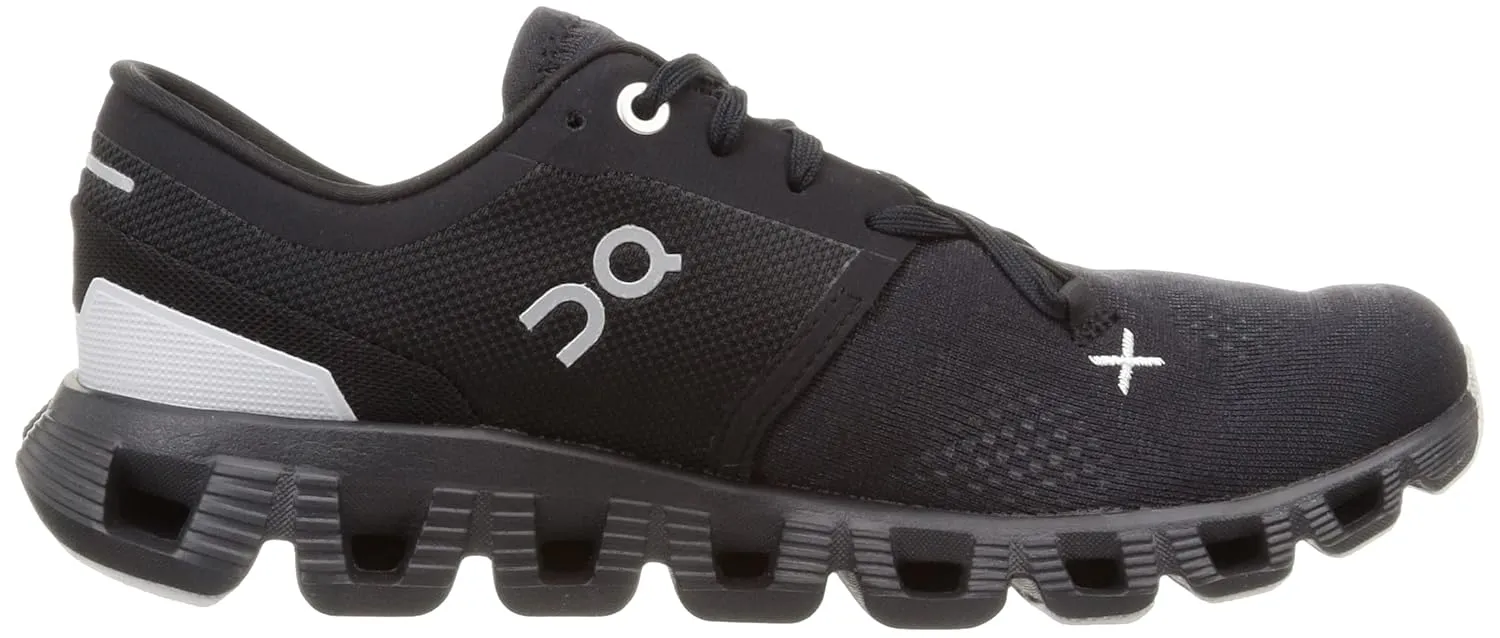 On Women's Cloud X 3 Sneakers, Black, 7 Medium US
