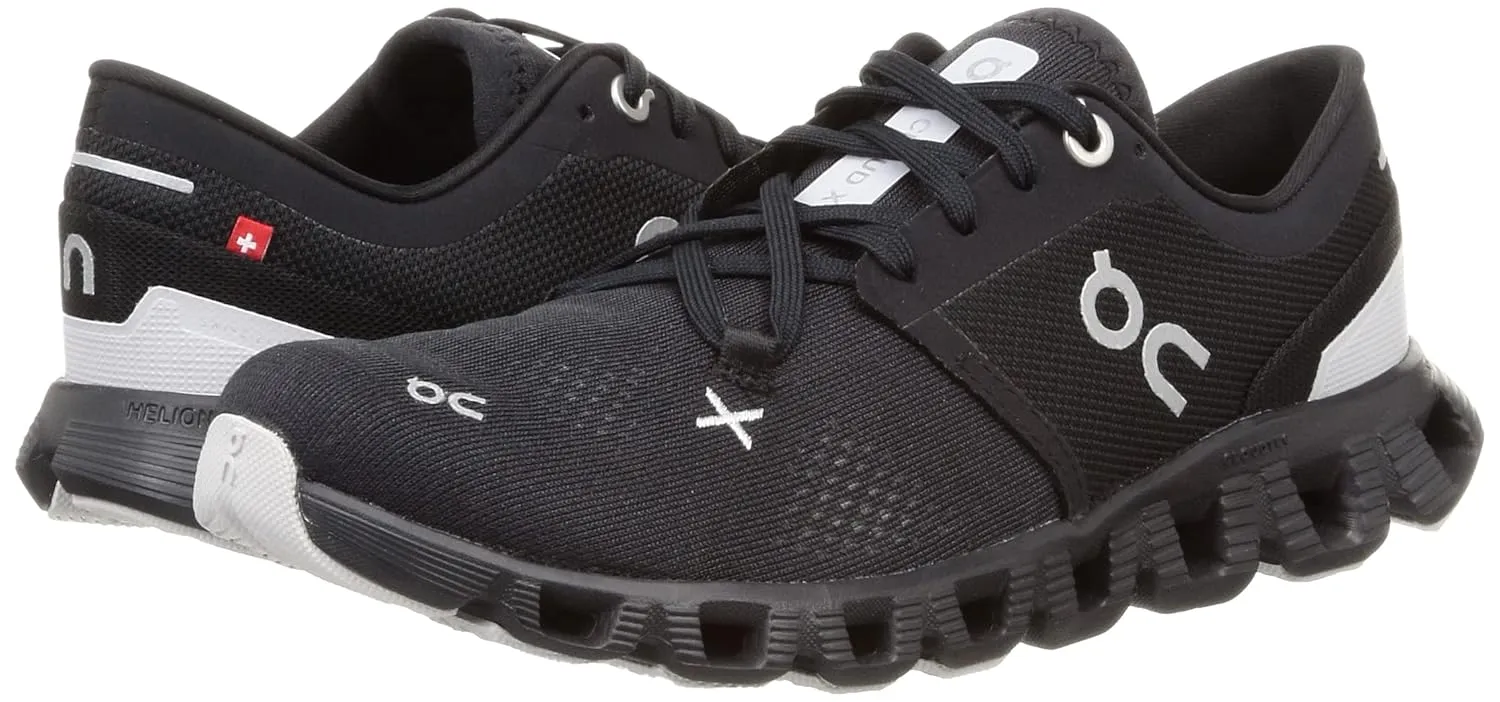 On Women's Cloud X 3 Sneakers, Black, 7 Medium US