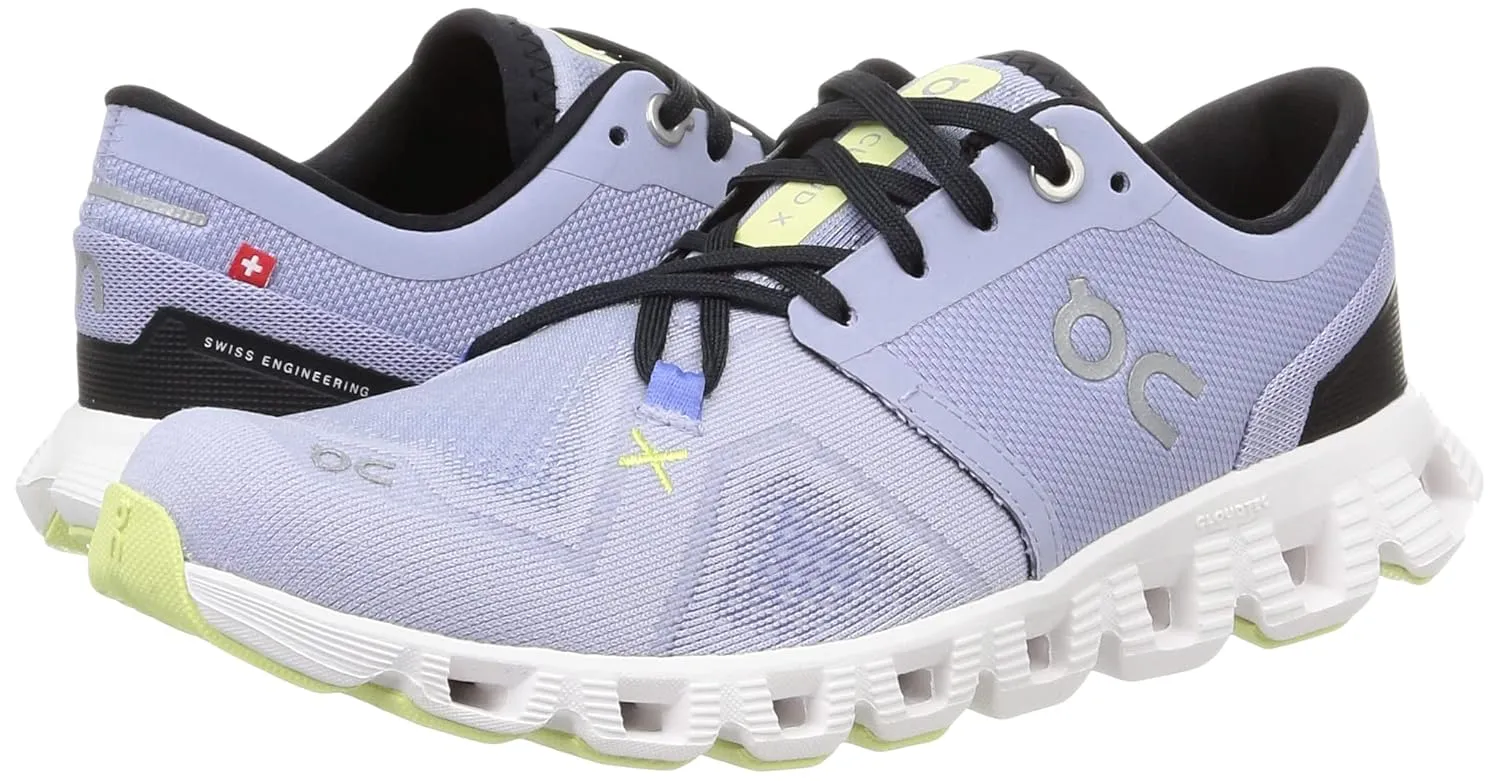 ON Women's Cloud X 3 Sneakers, Nimbus/White, 6.5
