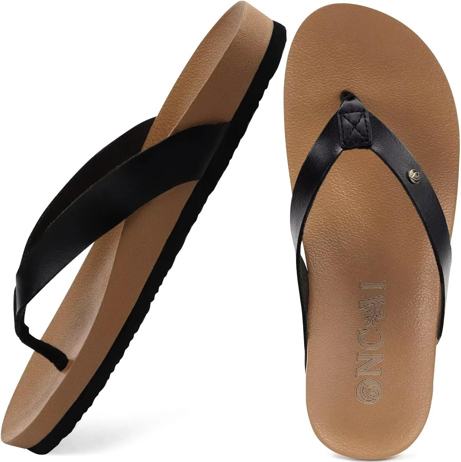 ONCAI Womens Flip Flops For Women Comfortable Strap Yoga Mat Non-Slip Women's Thong Sandal Casual Summer Beach Slippers With Arch Support