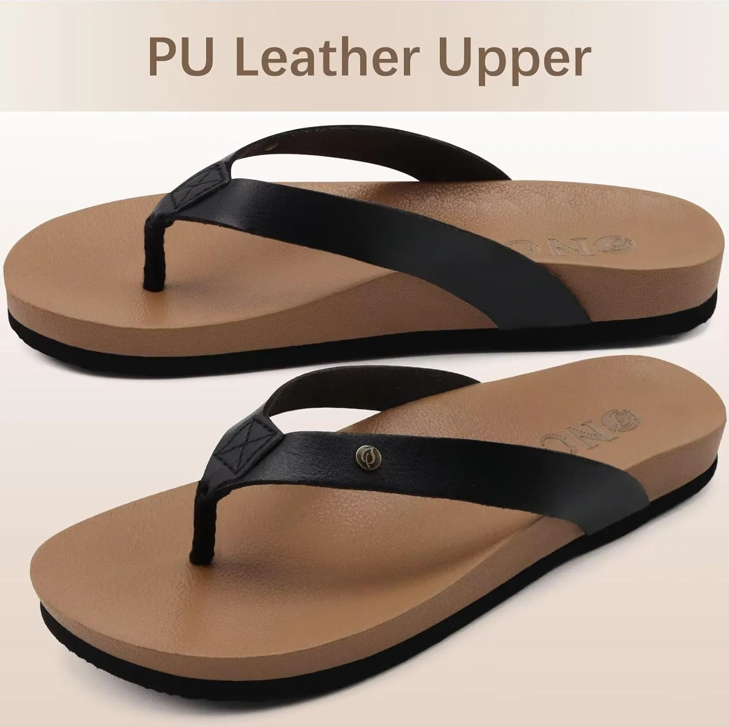 ONCAI Womens Flip Flops For Women Comfortable Strap Yoga Mat Non-Slip Women's Thong Sandal Casual Summer Beach Slippers With Arch Support