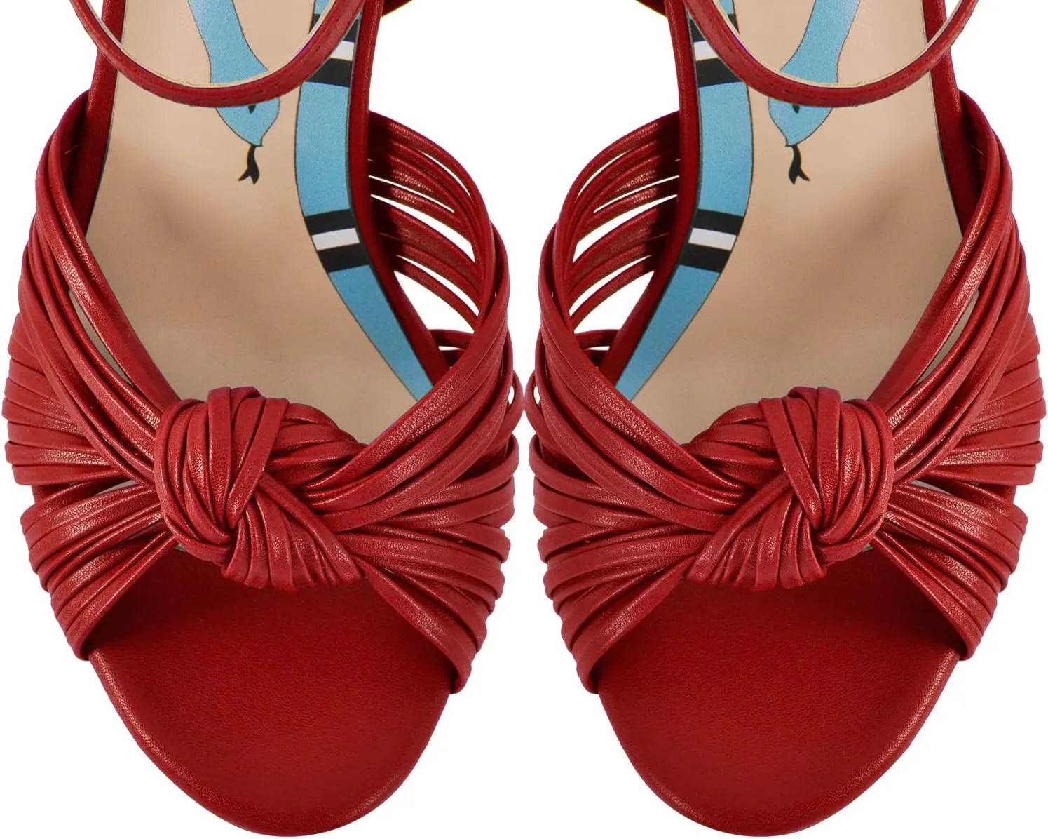 onlymaker Women's Peep Toe Open-back Ankle Sandals Cute front Braid Bowknot Buckle Strap Stiletto High Heel Sandals