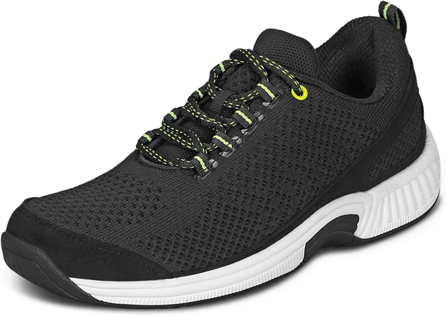 Orthofeet Women's Orthopedic Knit Coral Sneakers, Black, Size 10 Wide