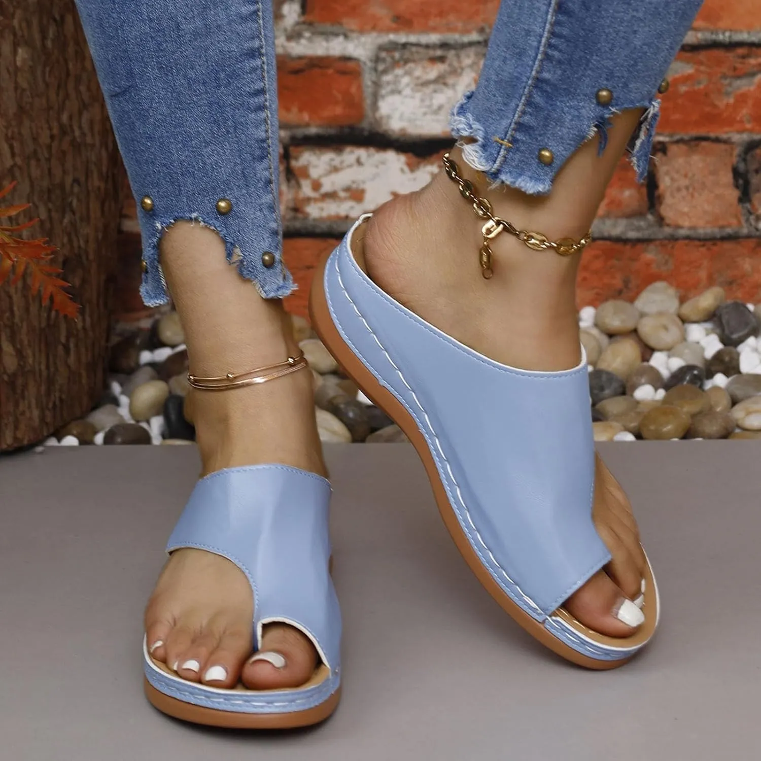 Orthopedic Wedge Sandals for Women Comfortable Dressy Summer Casual Walking Wedges Platform Beach Flip Flops Shoes Slides 2025 Arch Support Flat Open Toe Non-Slip Dress Shoes