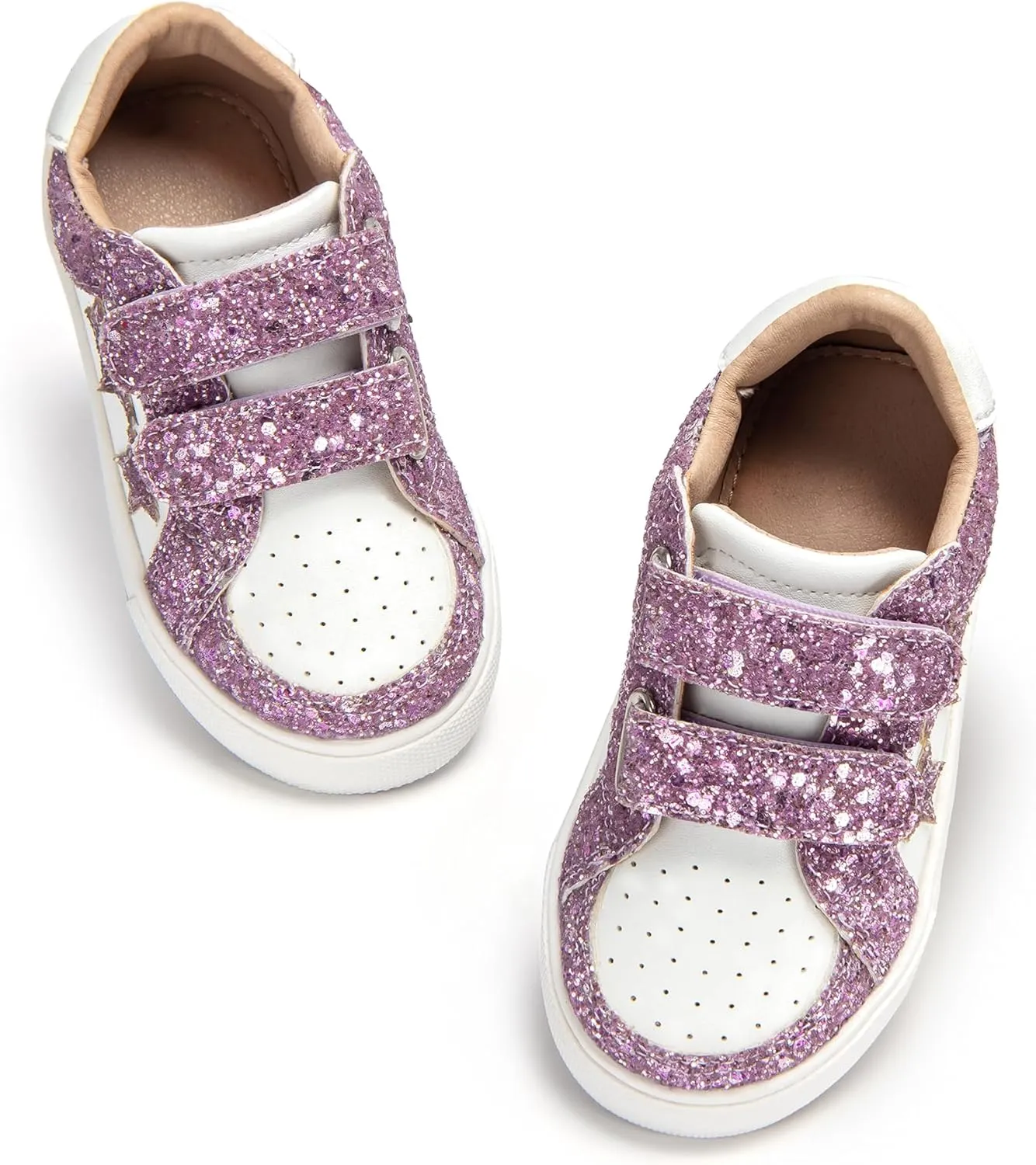 Otter MOMO Girls Sneakers Little Girls Magic Paste Shoes Glitter Sneakers Toddler
