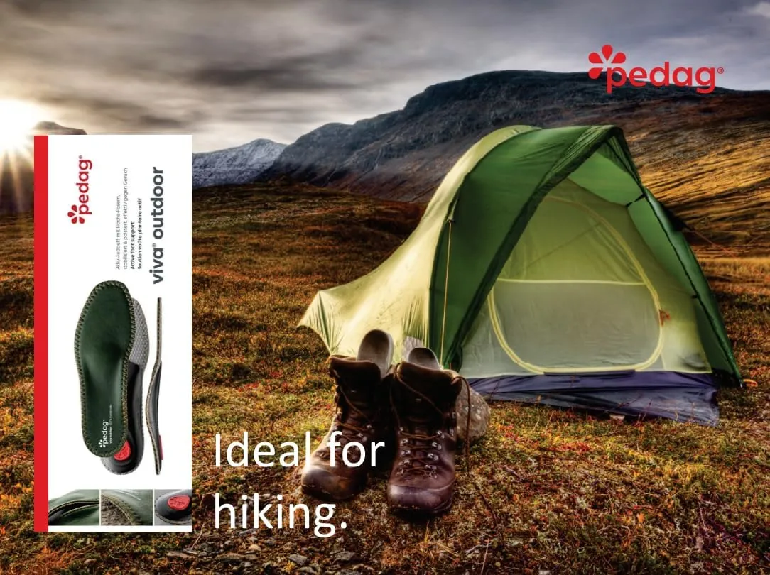 pedag Viva Outdoor | Made in Germany | Hiking Arch Support, Metatarsal Pad & Heel Cushion | Breathable Vegan Leather Insoles | Semi-Rigid | Prevents Foot Odor & Relieves Tired Feet. Size US M12/EU45