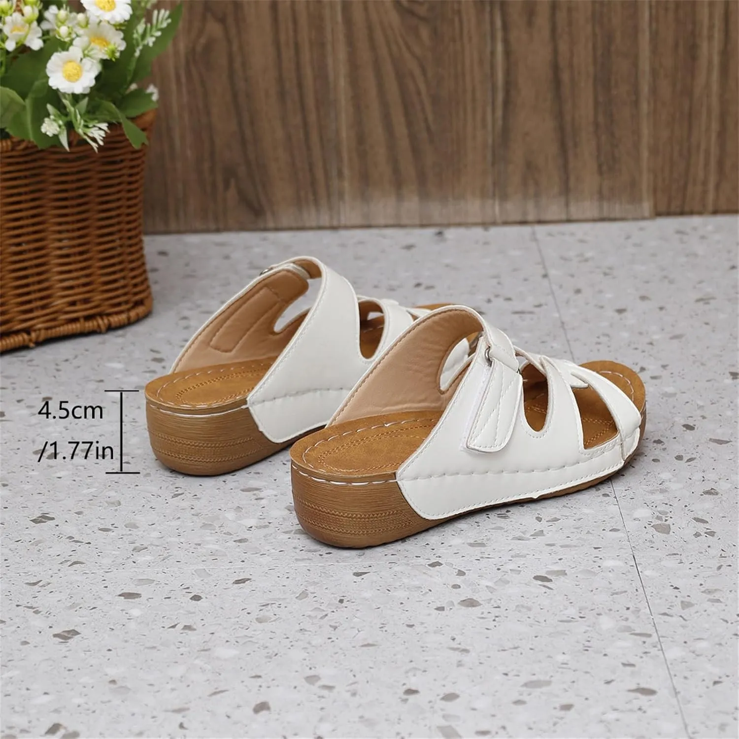 Peep Toe Wedges for Women Dressy Wide Width Orthopedic Wedge Sandals with Arch Support Walking Flip Flops