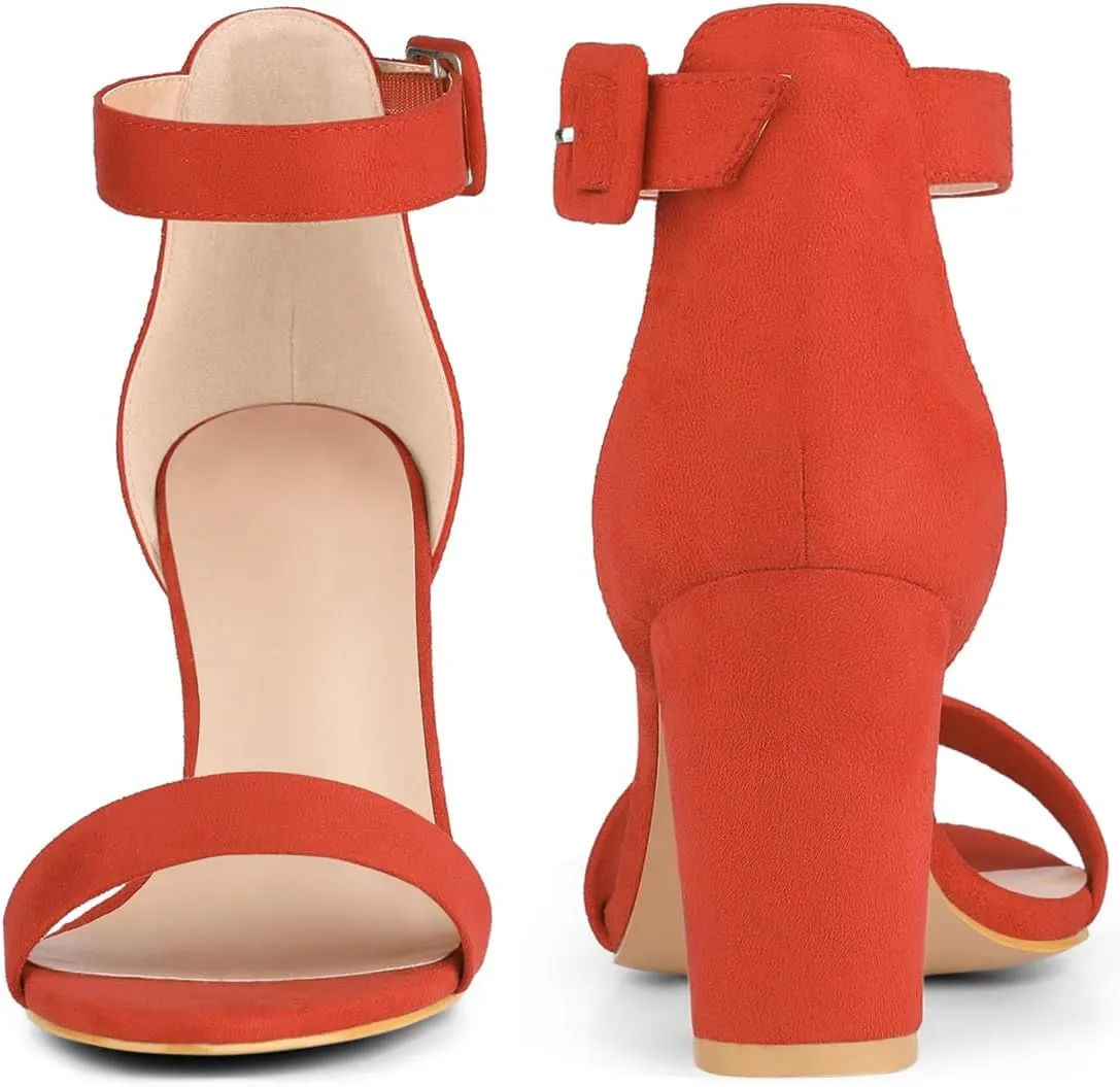 Perphy Ankle Strap Open Toe Chunky High Heels Sandals for Women