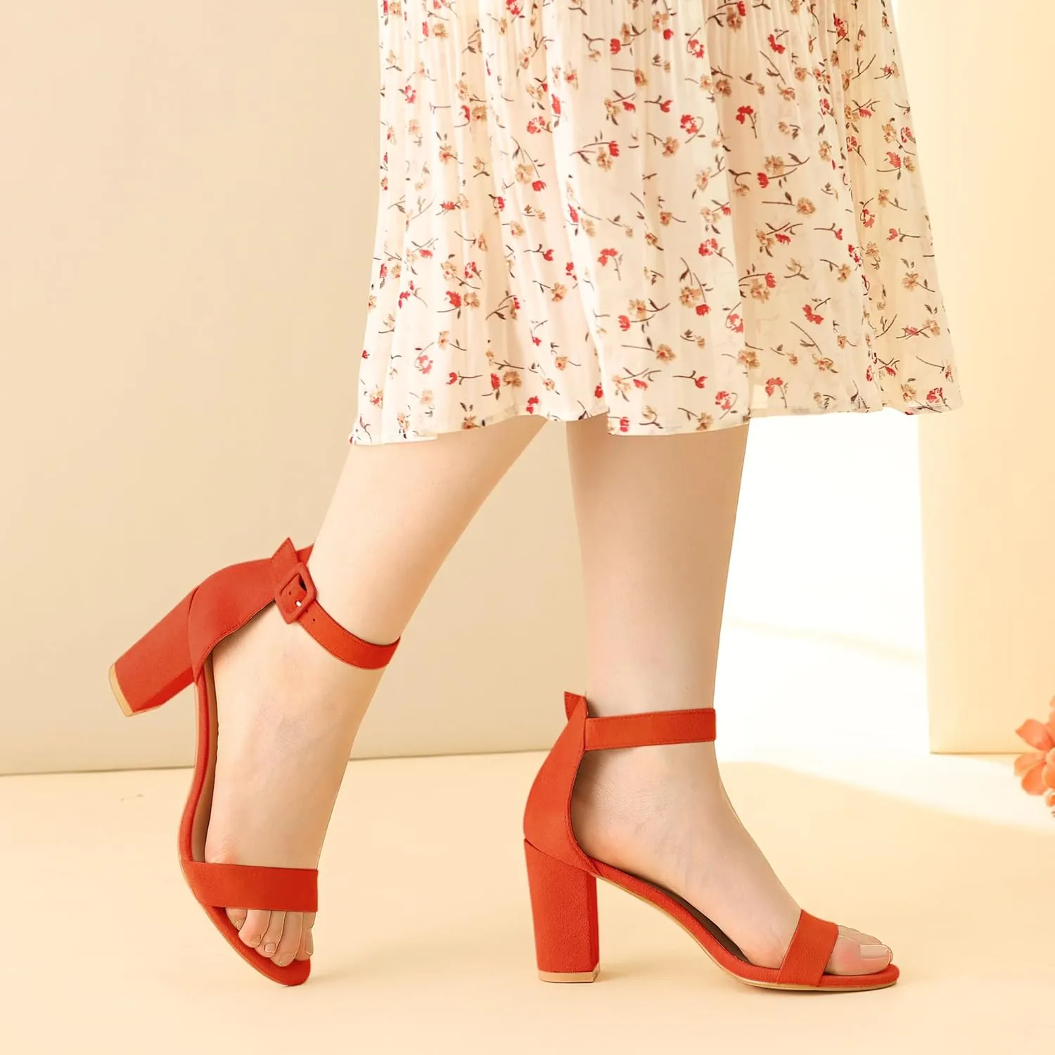 Perphy Ankle Strap Open Toe Chunky High Heels Sandals for Women