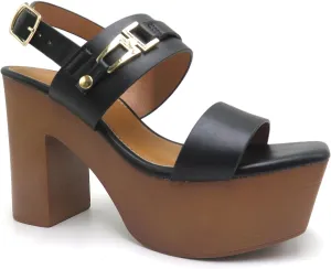 Pierre Dumas Women Open Toe Ankle Strap Platform Chunky High Heeled Sandal