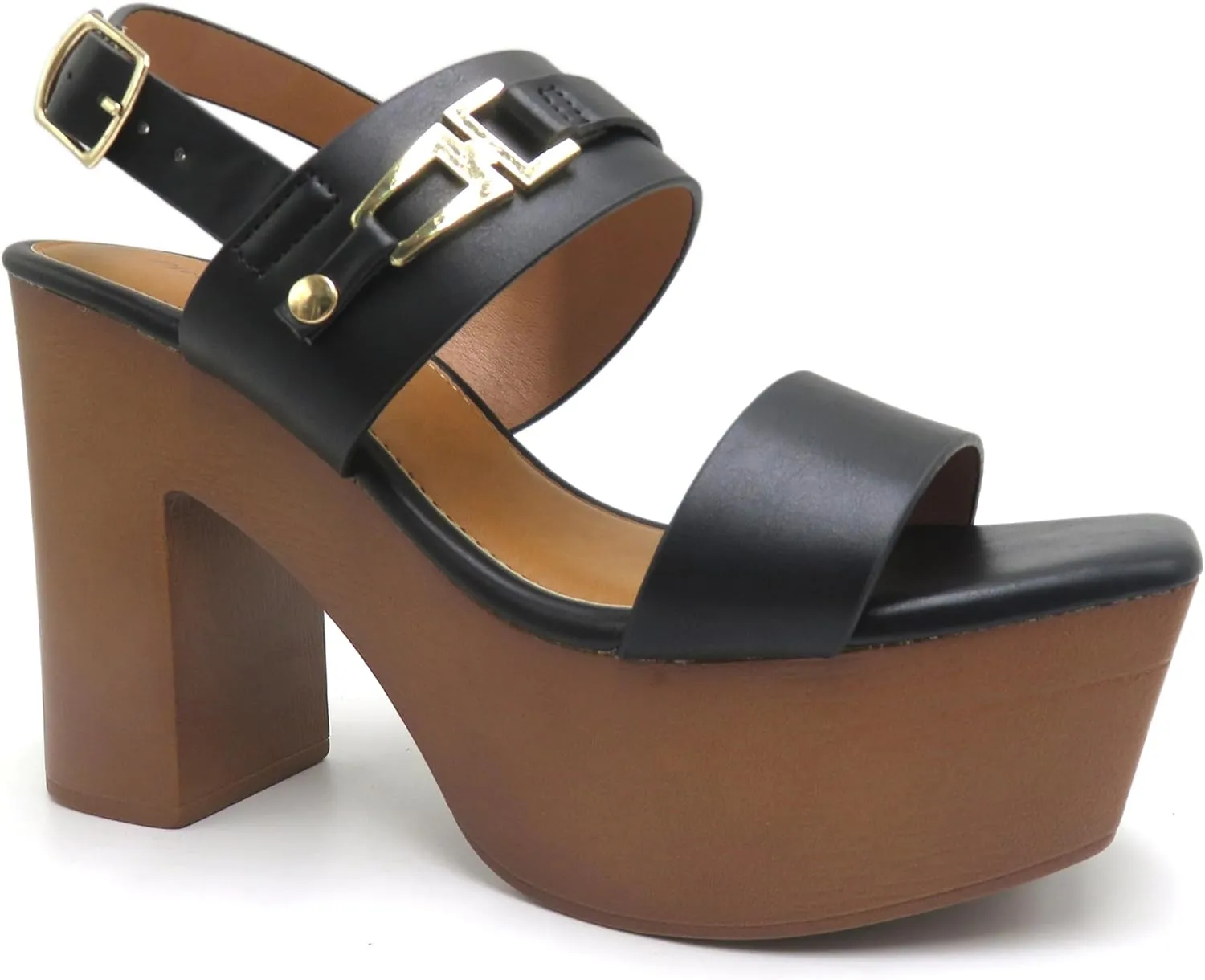 Pierre Dumas Women Open Toe Ankle Strap Platform Chunky High Heeled Sandal