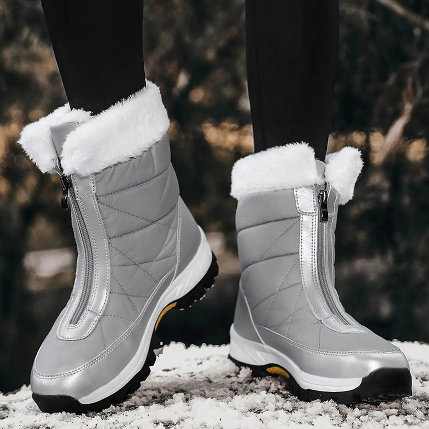 Platform Snow Boot for Women Ankle Boot Warm Classic Ultra Snow Platform Anti-Slip Boot for Outdoor Fur Fleece Lined Sneakers Plush Lined Boots Shoes Slip On Boots Waterproof Booties