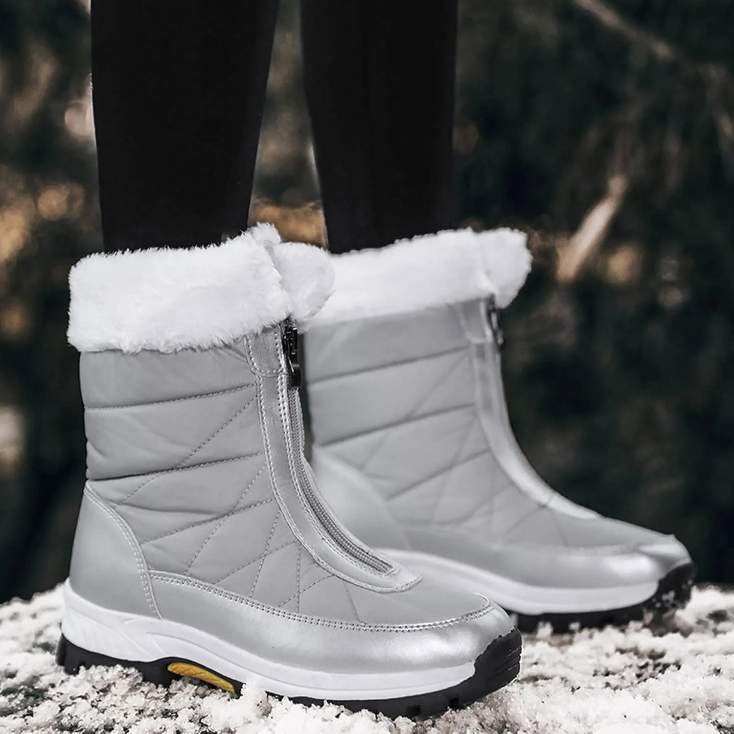 Platform Snow Boot for Women Ankle Boot Warm Classic Ultra Snow Platform Anti-Slip Boot for Outdoor Fur Fleece Lined Sneakers Plush Lined Boots Shoes Slip On Boots Waterproof Booties