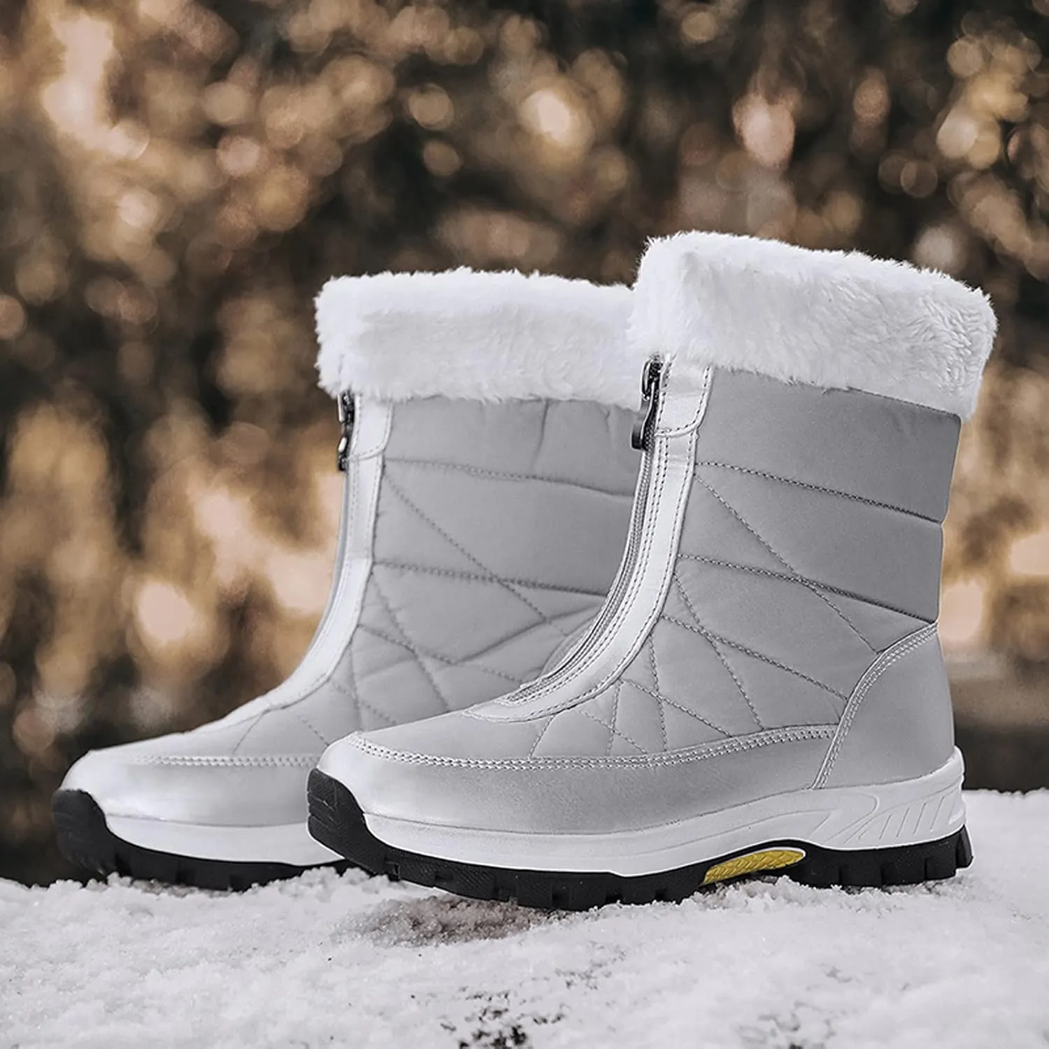 Platform Snow Boot for Women Ankle Boot Warm Classic Ultra Snow Platform Anti-Slip Boot for Outdoor Fur Fleece Lined Sneakers Plush Lined Boots Shoes Slip On Boots Waterproof Booties