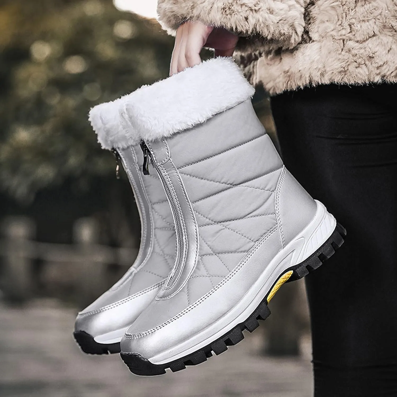 Platform Snow Boot for Women Ankle Boot Warm Classic Ultra Snow Platform Anti-Slip Boot for Outdoor Fur Fleece Lined Sneakers Plush Lined Boots Shoes Slip On Boots Waterproof Booties