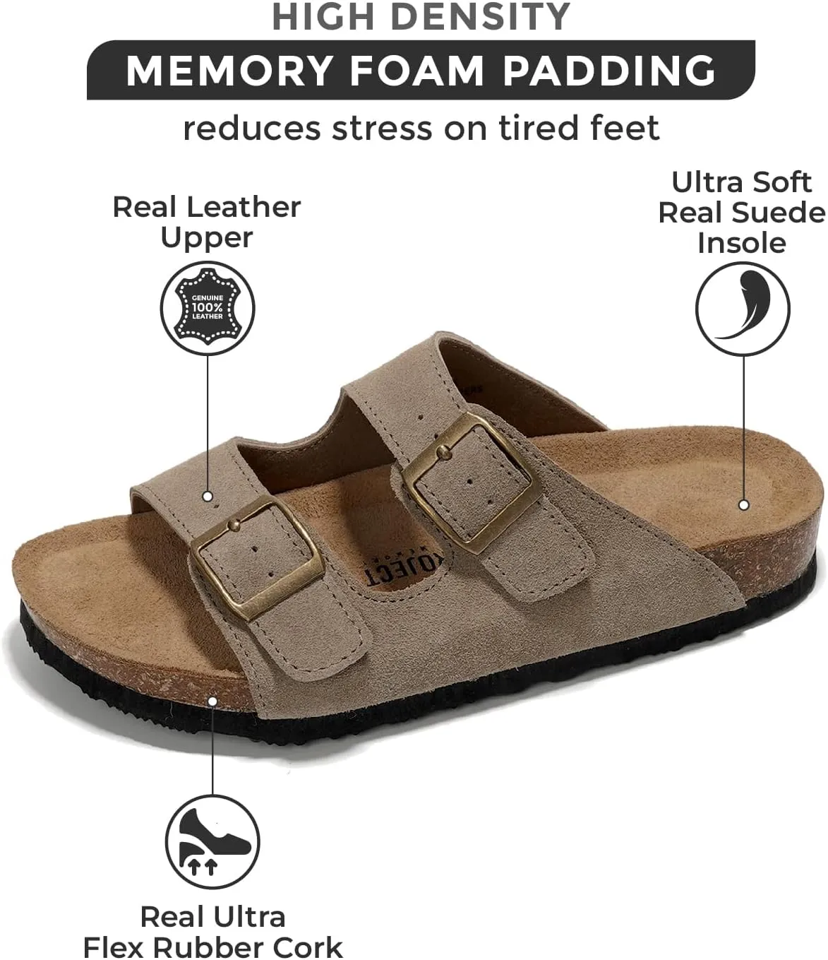 Project Cloud Genuine Leather Flat Sandals Women 2025 Beach Essentials Womens Sandals Memory Foam Vacation Essentials Slides for Women Footwear (Venita)
