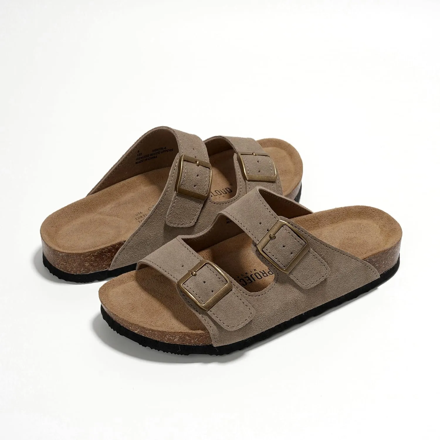 Project Cloud Genuine Leather Flat Sandals Women 2025 Beach Essentials Womens Sandals Memory Foam Vacation Essentials Slides for Women Footwear (Venita)
