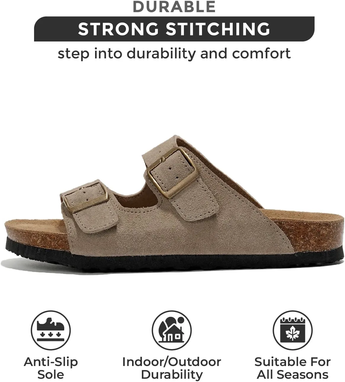 Project Cloud Genuine Leather Flat Sandals Women 2025 Beach Essentials Womens Sandals Memory Foam Vacation Essentials Slides for Women Footwear (Venita)