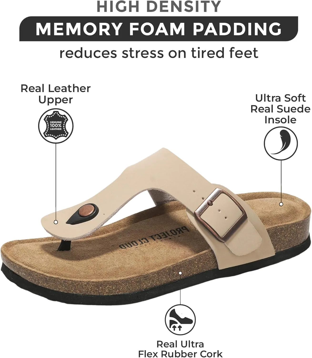 Project Cloud Genuine Leather Thong Sandals for Women 2025 - Memory Foam Insole and Water-Resistant Beach Essentials - Flip Flops for Womens Sandals (Britani)