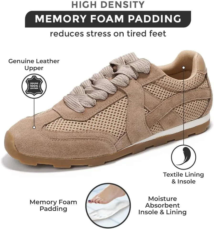 Project Cloud Genuine Leather Womens Shoes – Stylish Memory Foam Sneakers for Women – Lightweight & Non Slip Women's Fashion Sneakers for 2025 (Tiger)