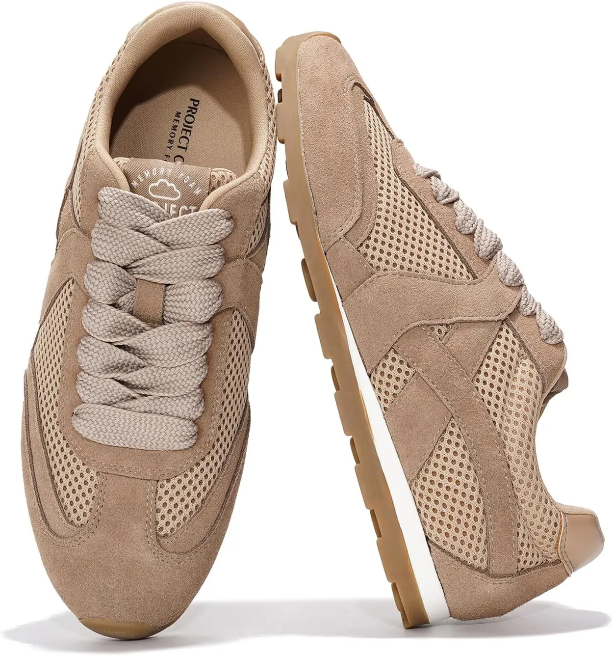 Project Cloud Genuine Leather Womens Shoes – Stylish Memory Foam Sneakers for Women – Lightweight & Non Slip Women's Fashion Sneakers for 2025 (Tiger)