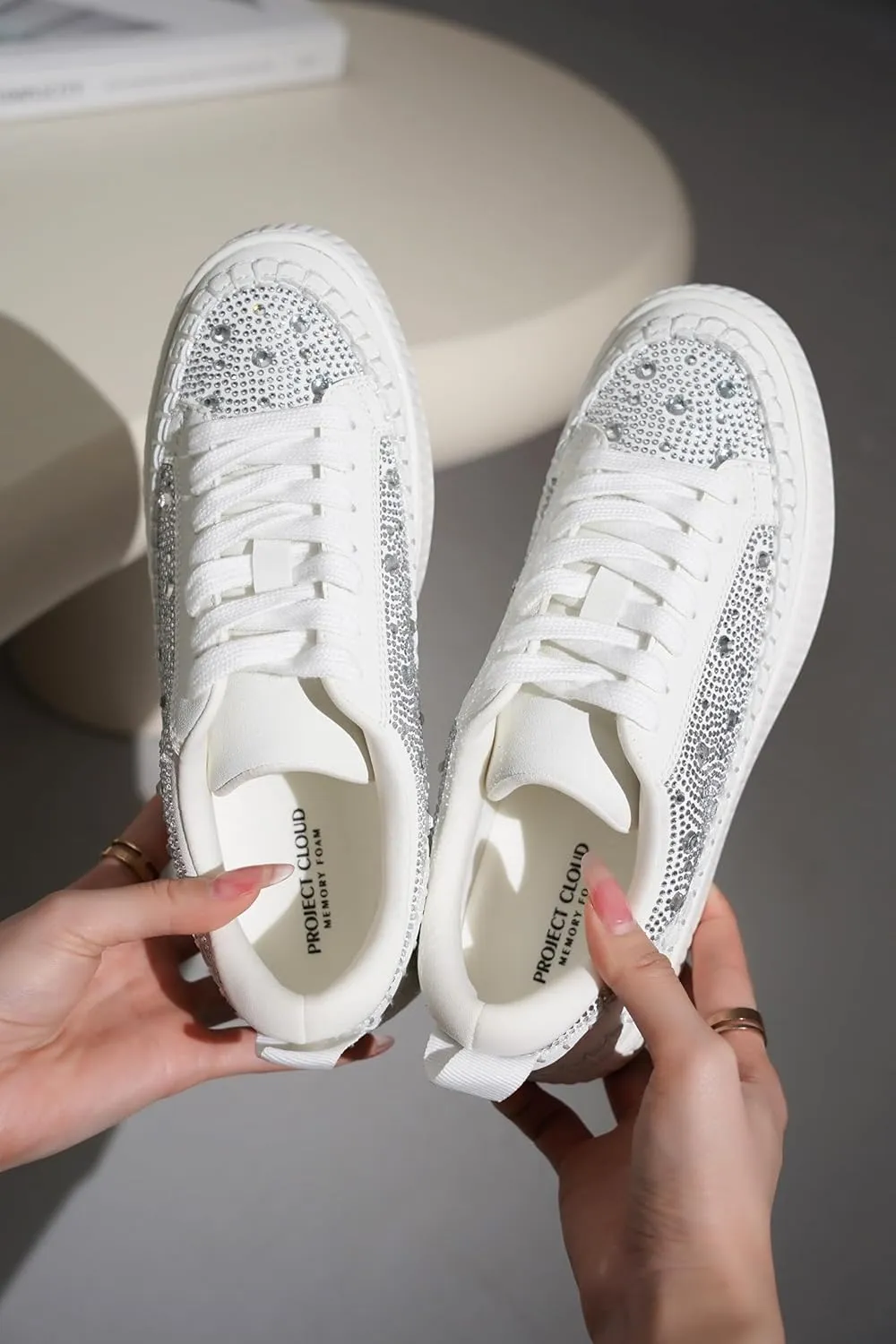 Project Cloud Sneakers for Women - Memory Foam Shoes for Women & Women's Fashion Sneakers, Lace-Up Sneakers for Women - Non-Slip Shoes - Womens Trendy Sneakers (Lona)