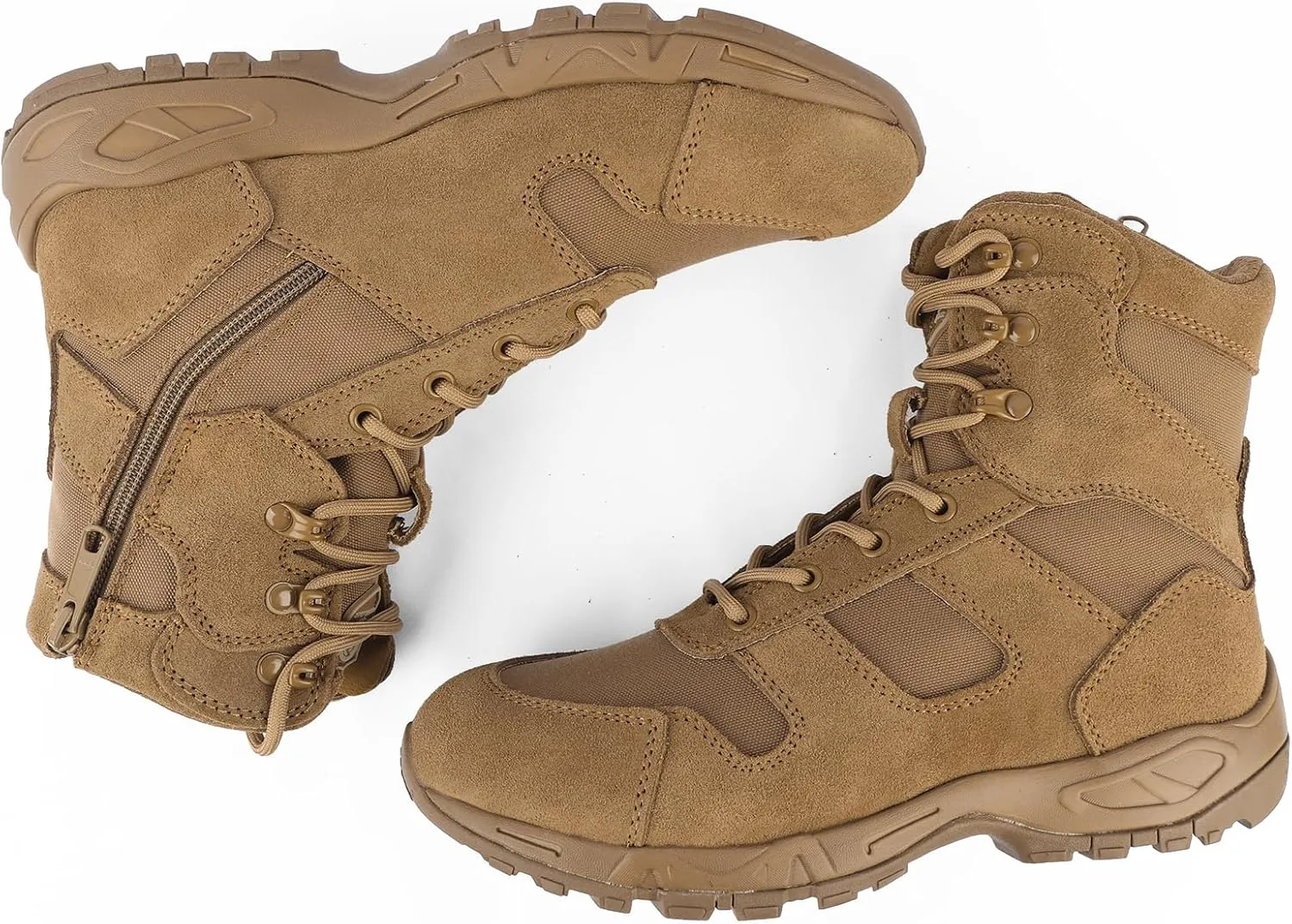 QUNLON Tactical Military Combat Boots Lightweight Desert Jungle Army Work Outdoor Motorcycle Boots Side Zipper