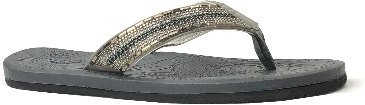 REDVOLUTION New Women's Rhinestone Sandals High | Low Platform T-Strap Jewel Sandals High Wedge Flip Flops