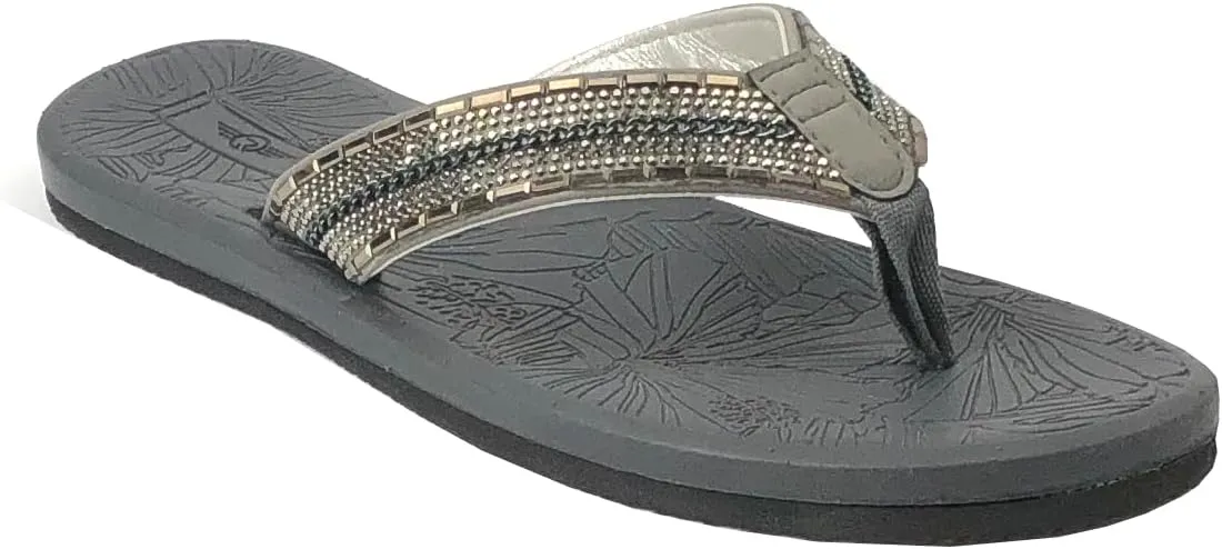 REDVOLUTION New Women's Rhinestone Sandals High | Low Platform T-Strap Jewel Sandals High Wedge Flip Flops