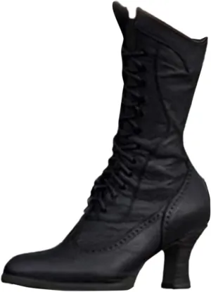Renaissance Shoes Women Women Vintage Victorian Boots Mid Calf Lace up Gothic Kitten Heel Costume Boots Short Boots